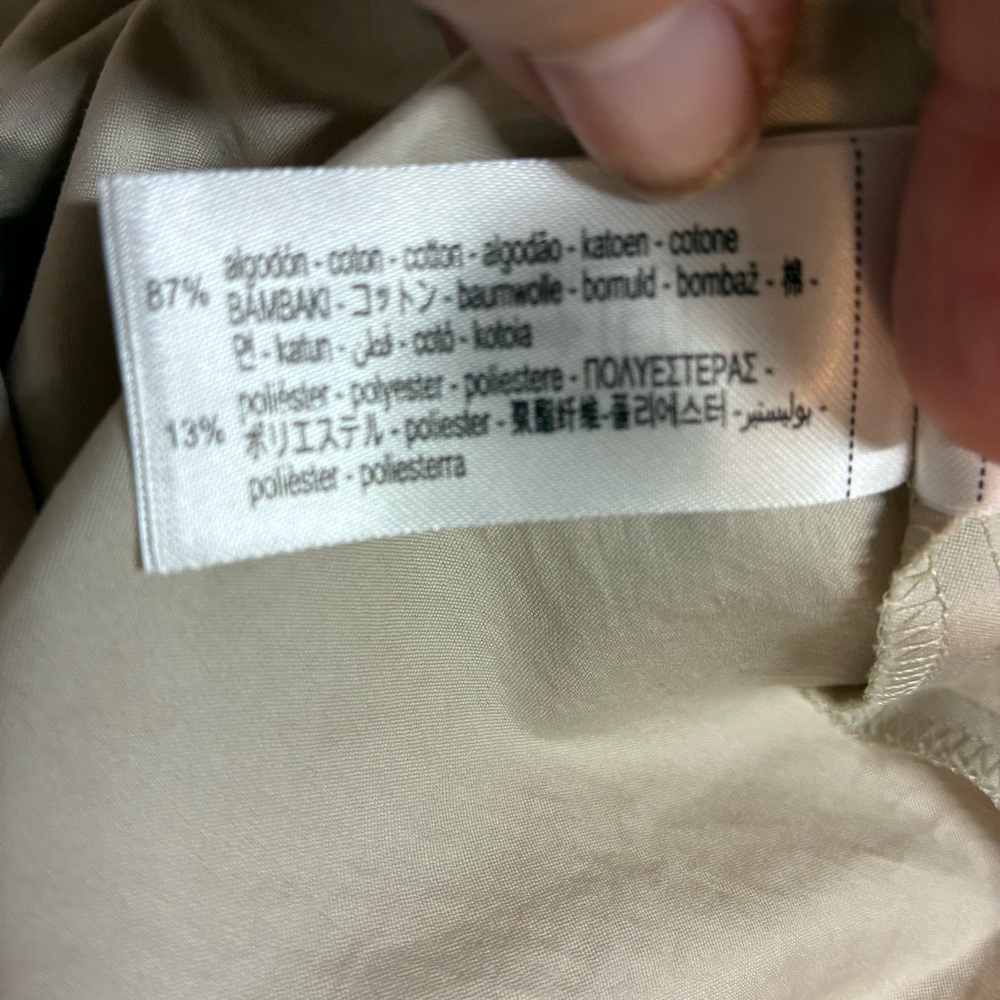 NWT Zara Ruched Sleeve Poplin Wrap Blouse Light Tan L - Picture 10 of 10